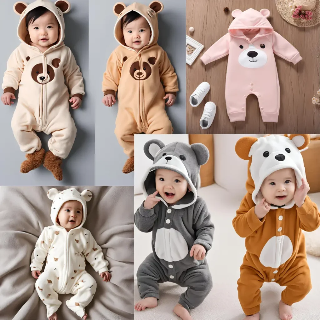 Rs 149 Bear Design Long-Sleeve Baby Jumpsuit Thespark Shop