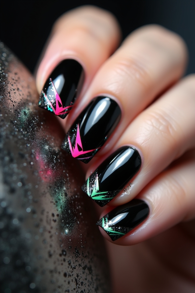 bold black neon nails