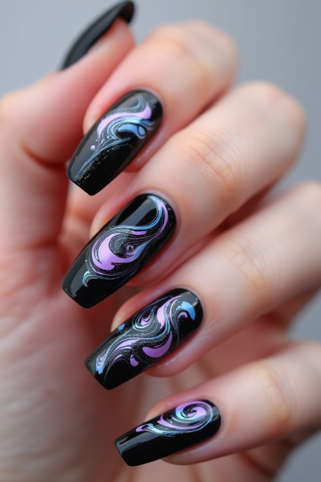 bold black pastel swirls