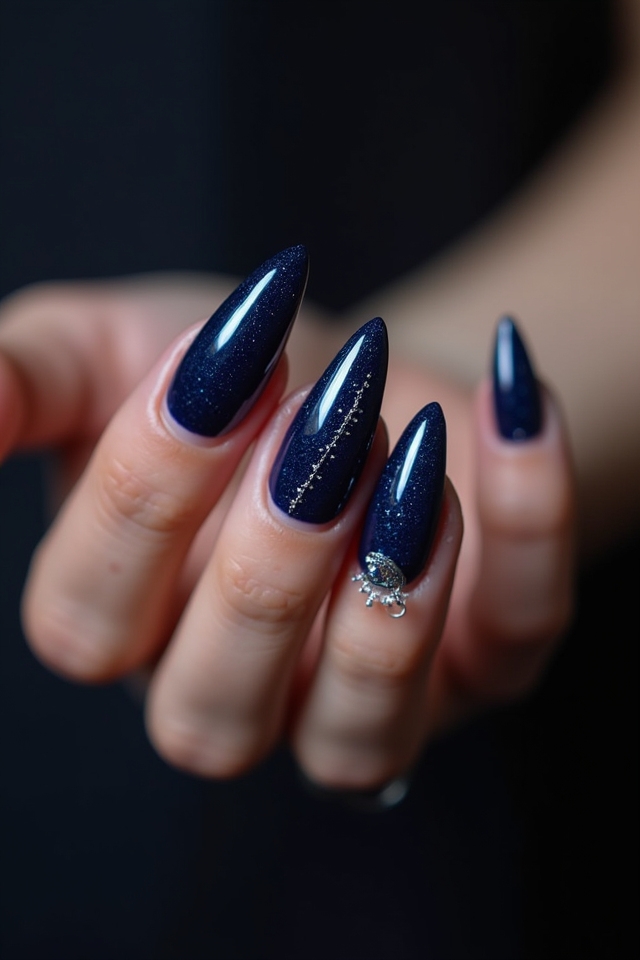 bold midnight blue nails