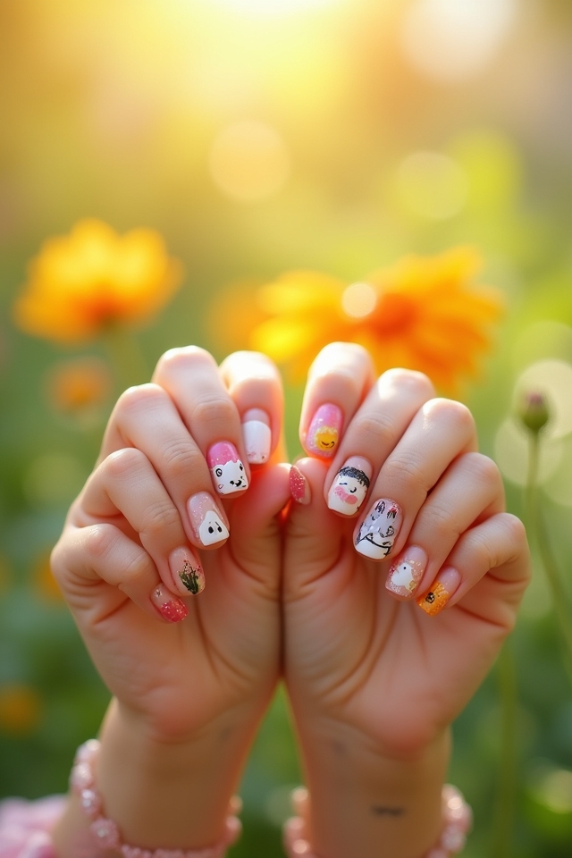 cartoon characters nail art