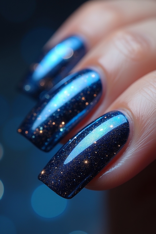 celestial chrome nail art