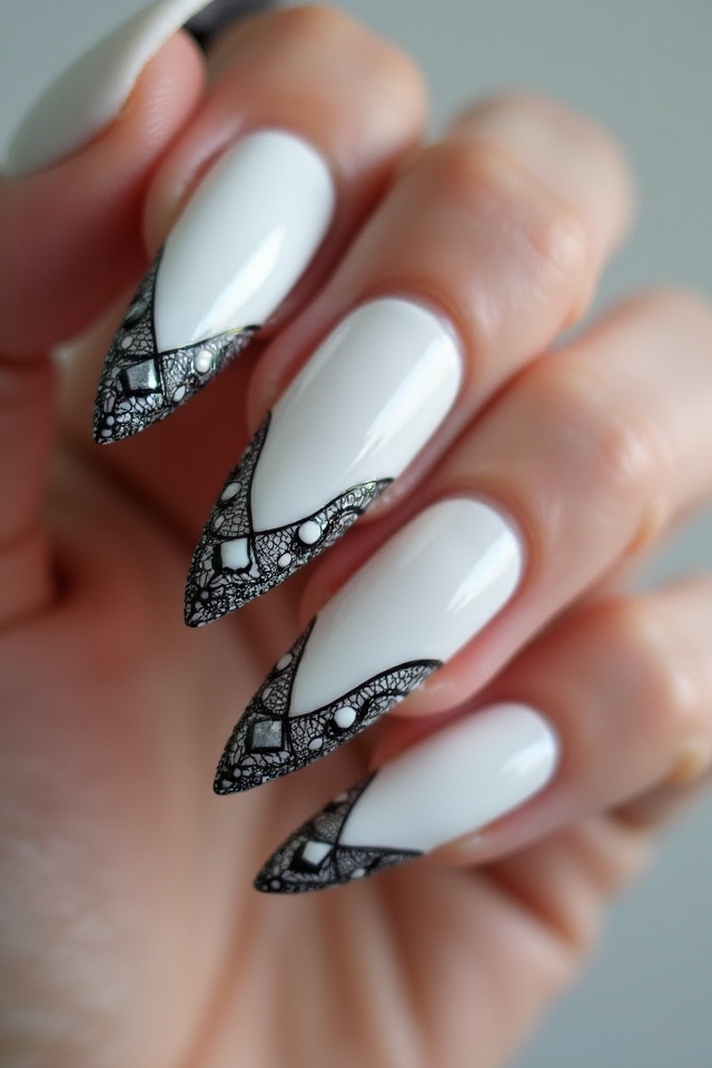 chic black and white nail art