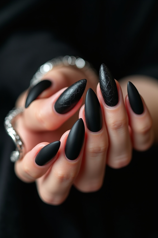 chic matte black nails