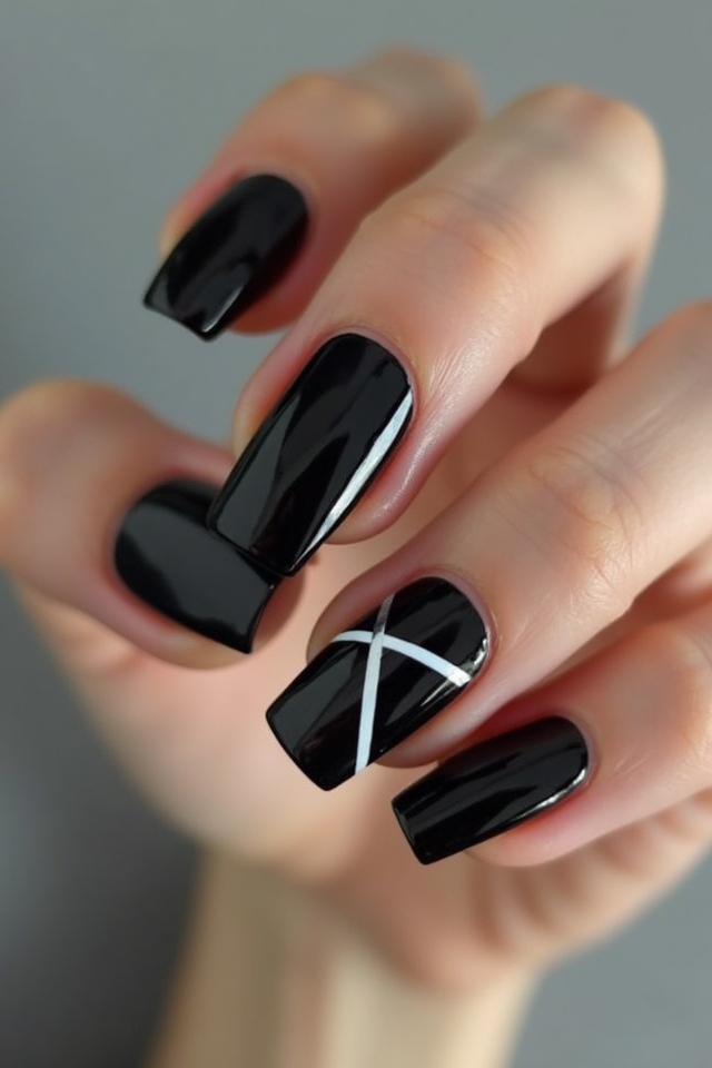 chic minimalist black nail designs