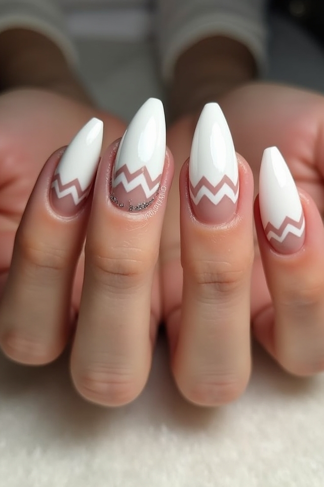 chic white chevron nails