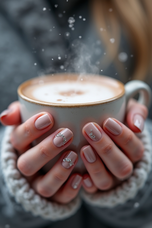 chic winter taupe manicure