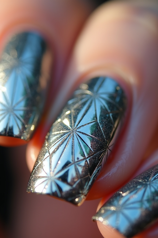 chrome geometric nail designs