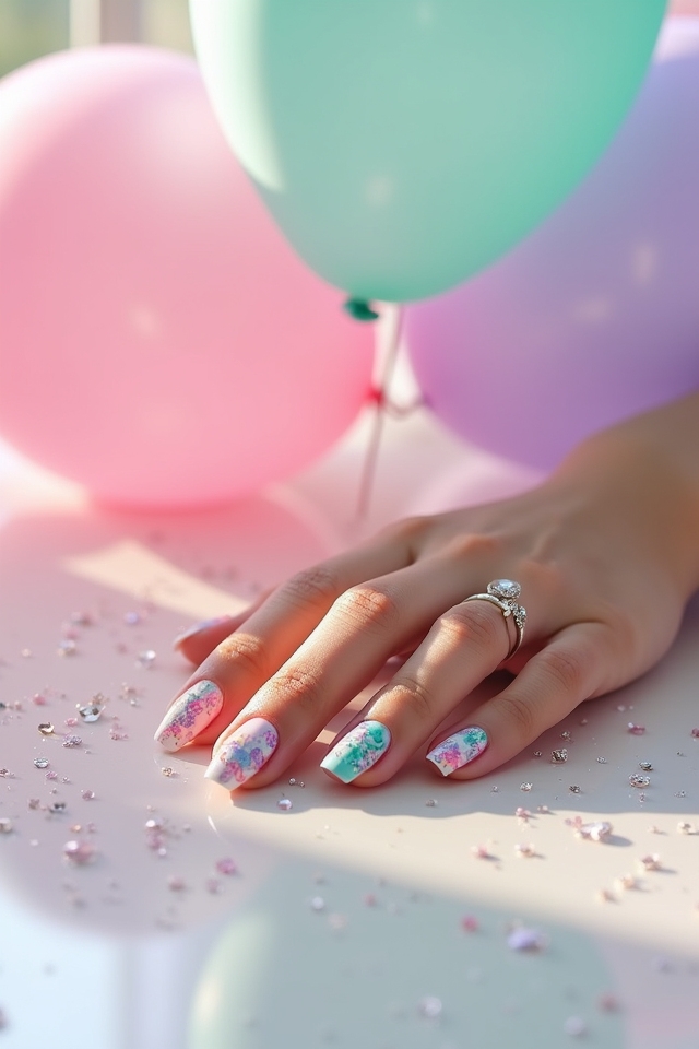 colorful balloon nail design
