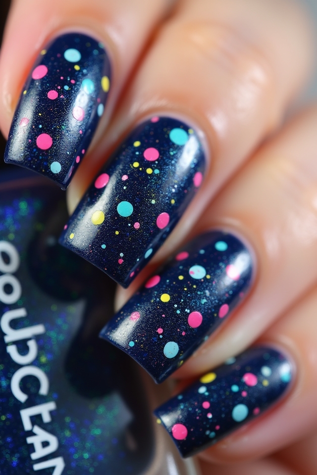colorful splatter nail art