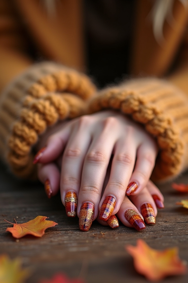 cozy plaid nail designs