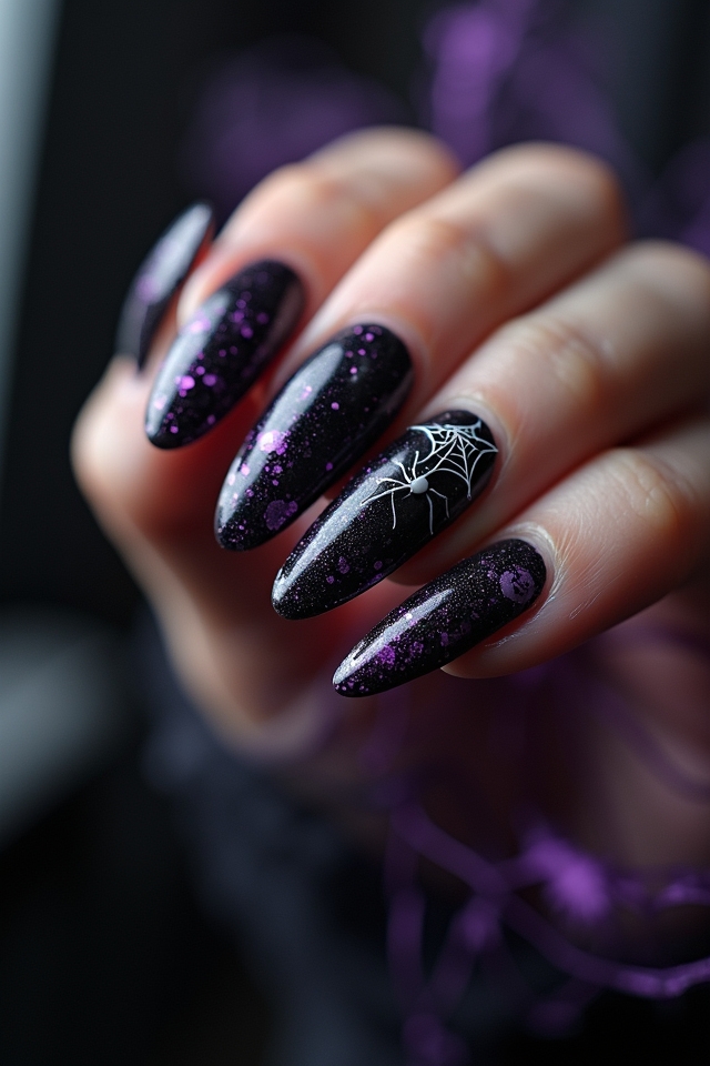 creepy cobweb nail art