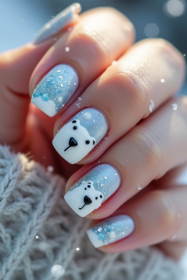 cute polar bear manicure