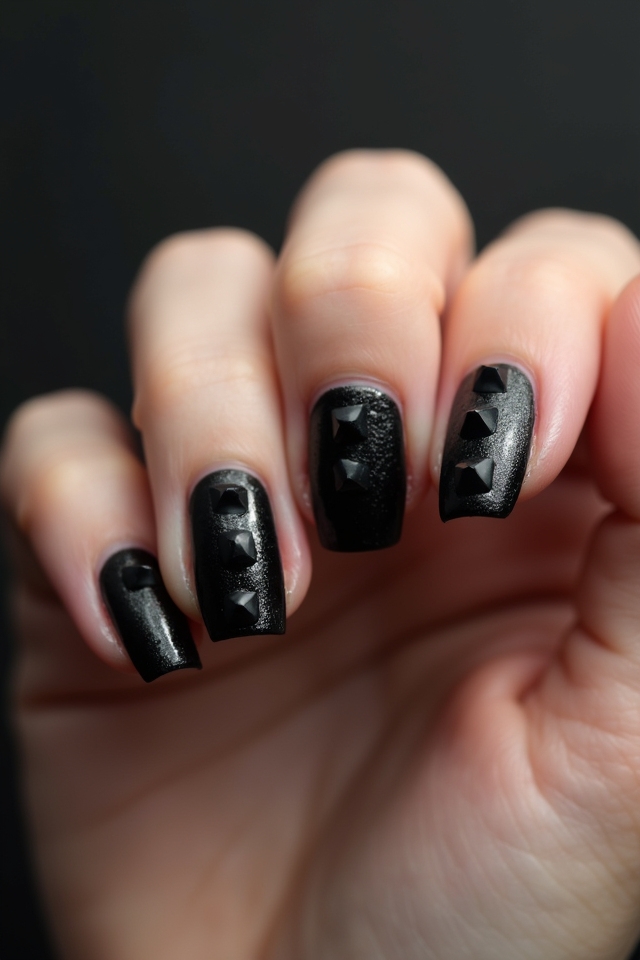 edgy studded black nails