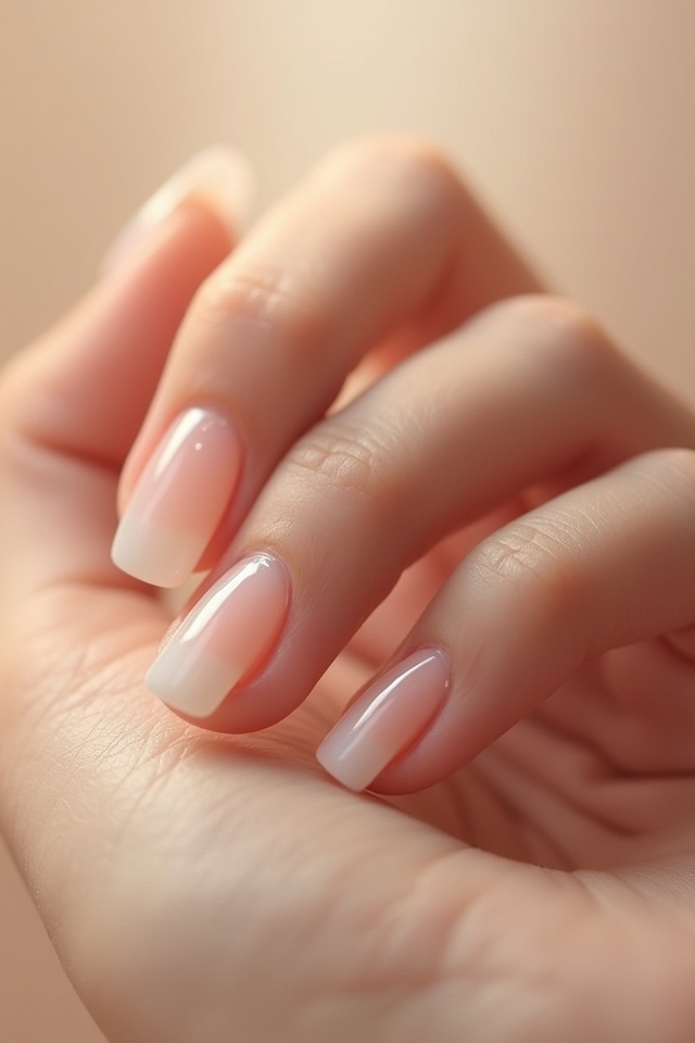 elegant clear glossy nails