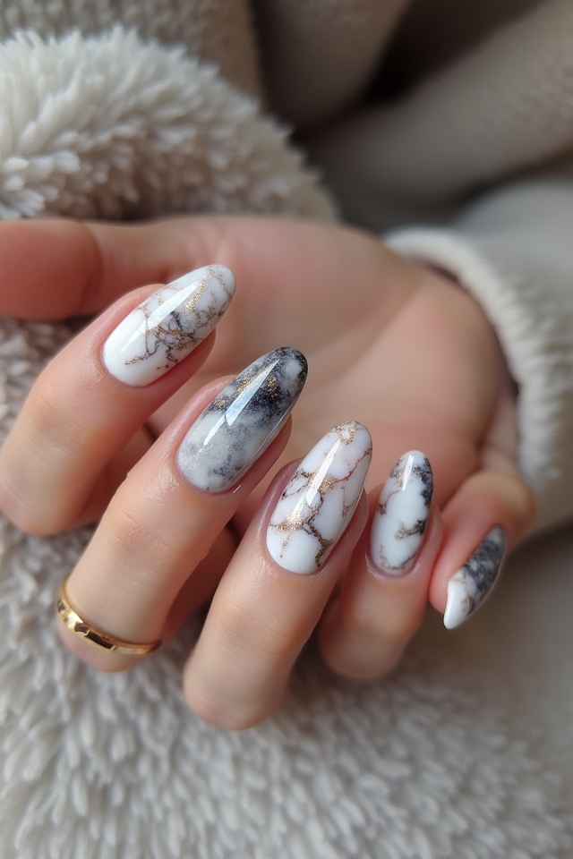 elegant marble nail art