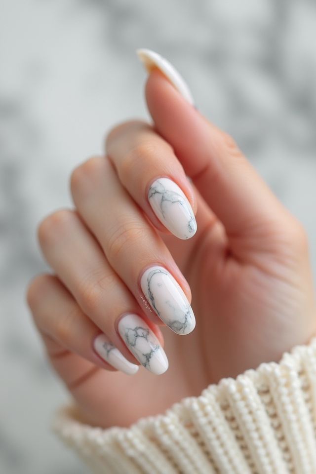 elegant minimalist marble nails