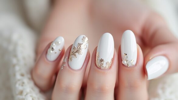 elegant white nail designs