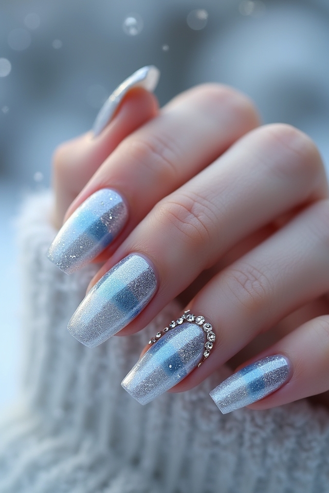 enchanting shimmering frost nails