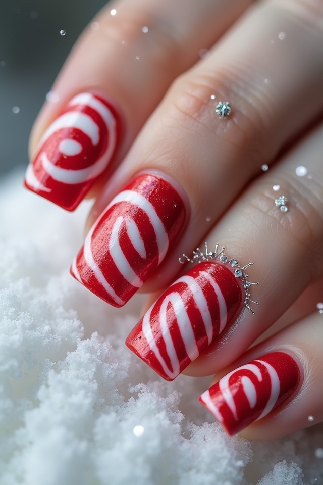 festive candy cane nails