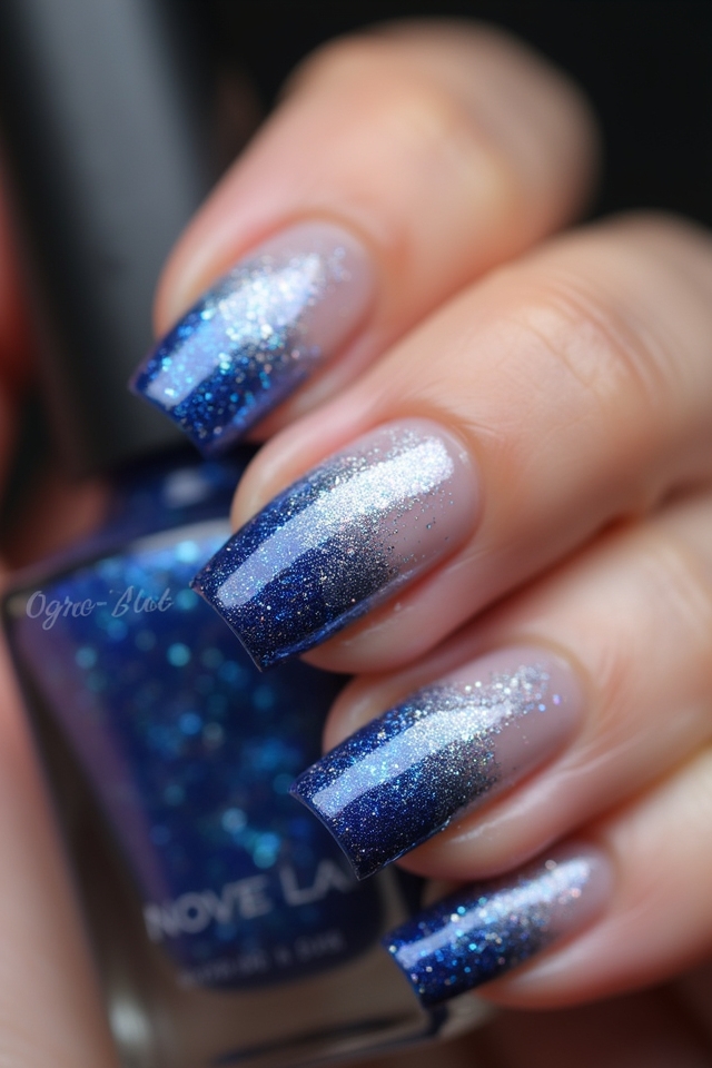 festive gradient glitter nails