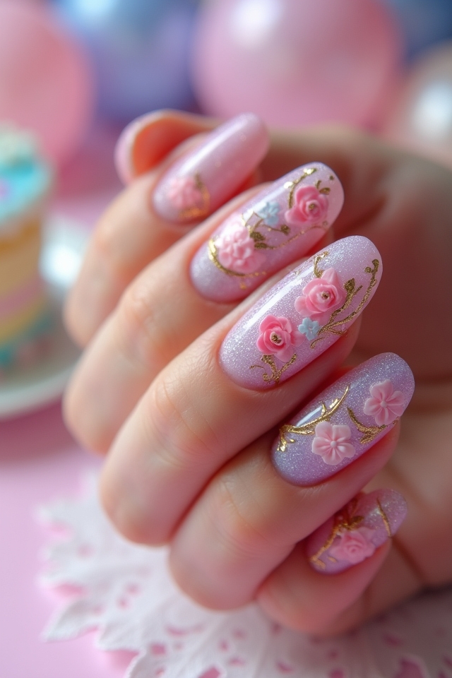 floral magic birthday nails