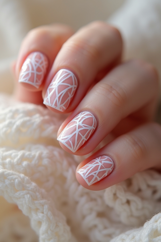geometric white nail designs