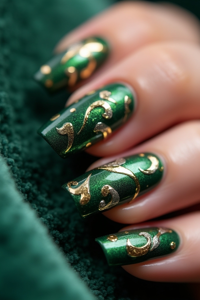 glamorous metallic foil nails