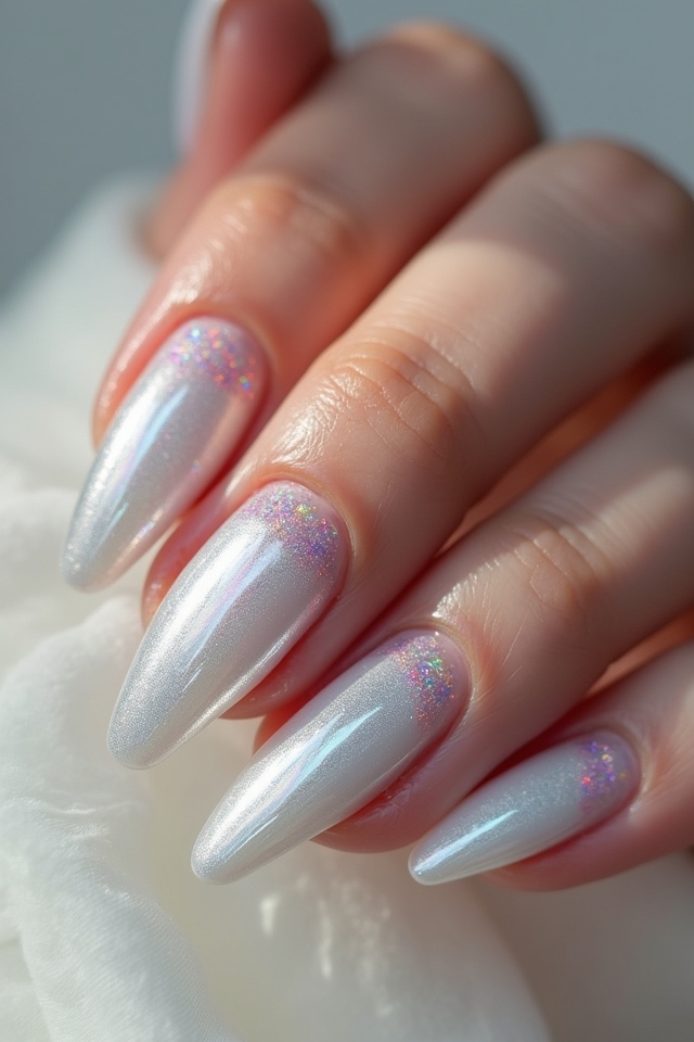 glamorous white chrome glitter