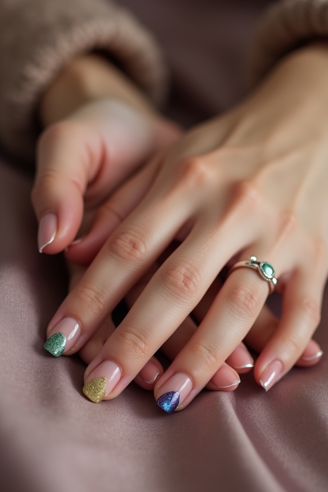 jewel toned elegant nude nails