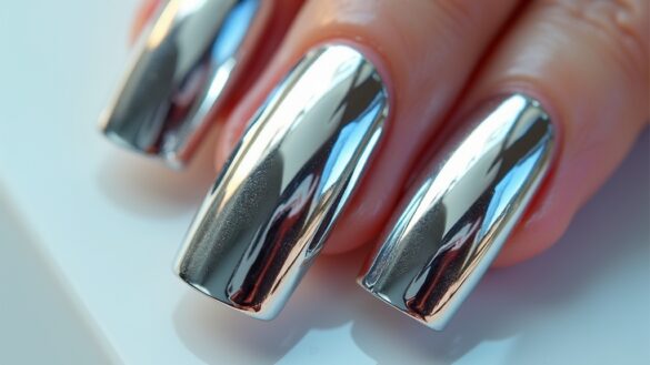 liquid metal chrome nails