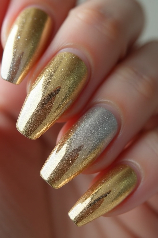 luxurious gold chrome nails