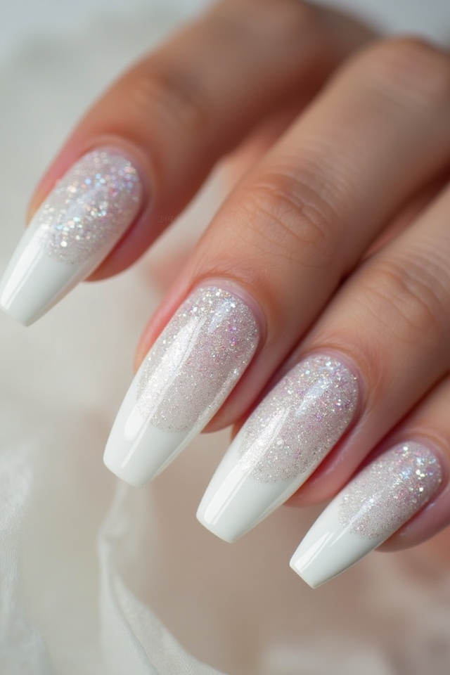 magical white glitter fade