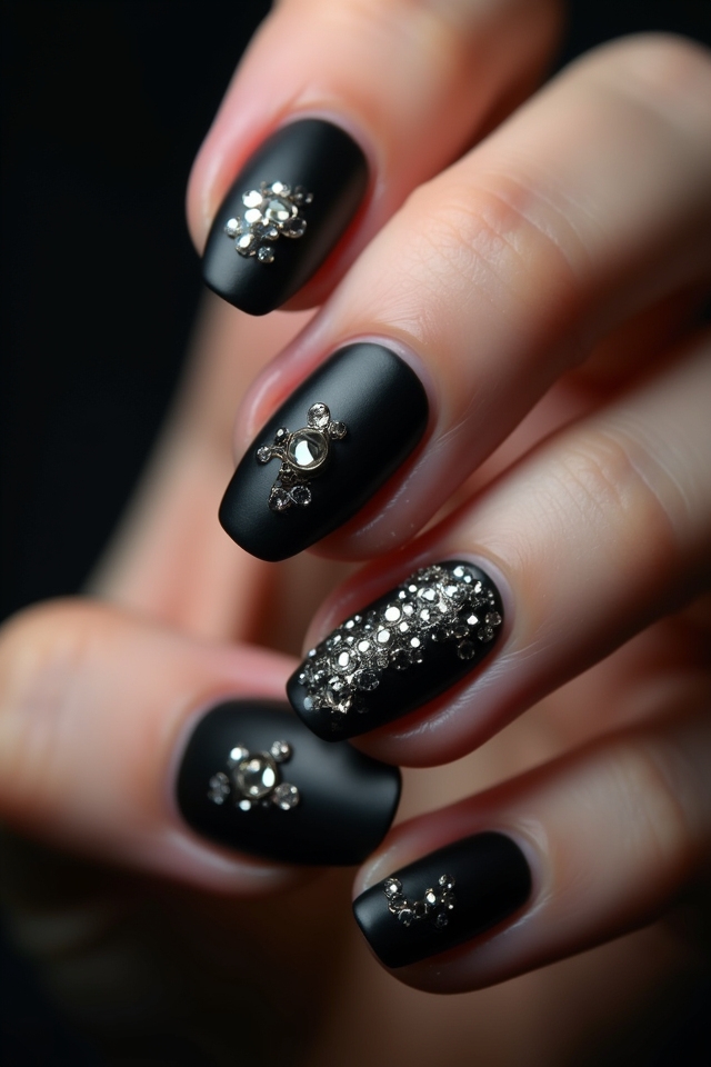 matte black nails glam