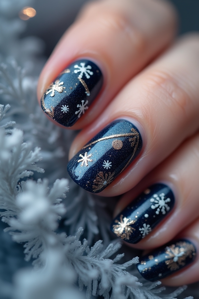 metallic gold nail accents