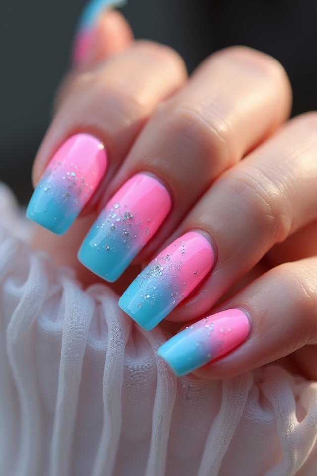 neon ombre french tips