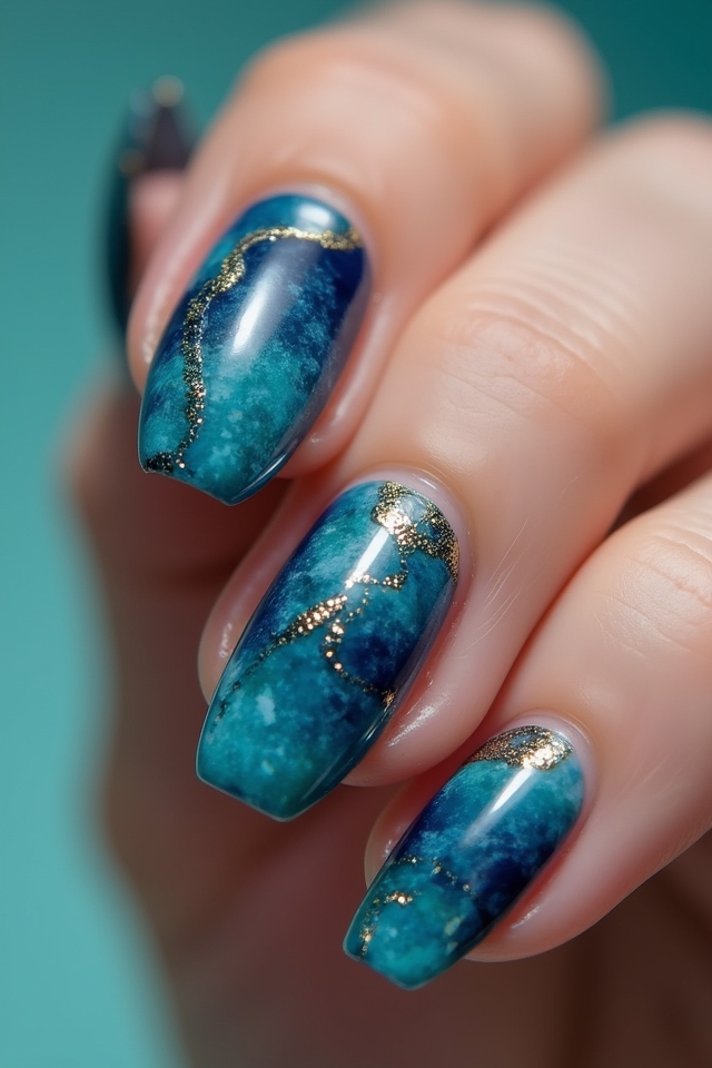 ocean inspired watercolor nails