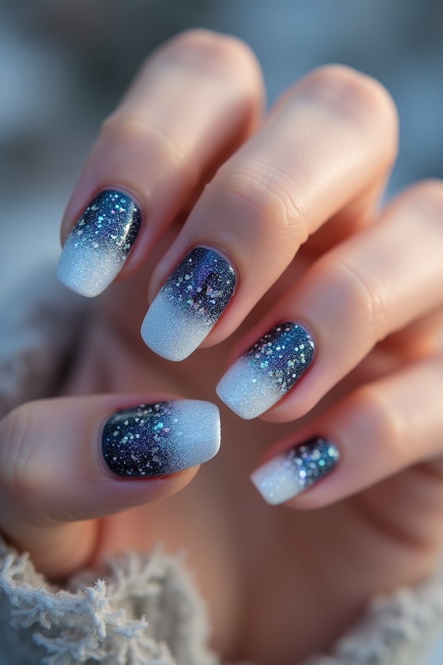 ombre sparkling glitter nails