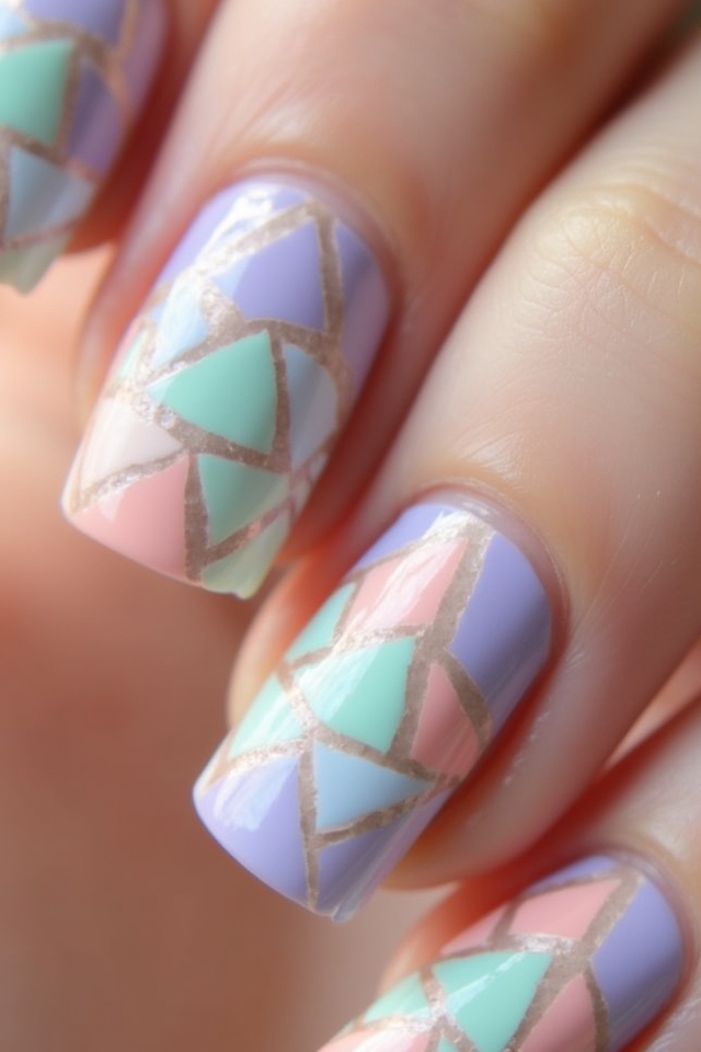 pastel geometric nail designs