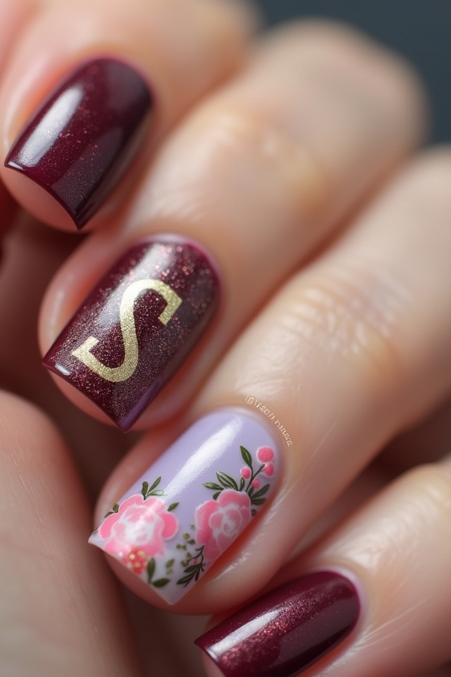 personalized initials nail art
