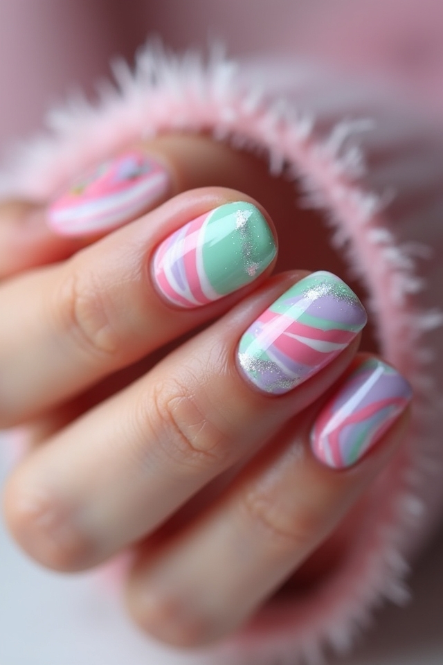playful candy swirl nails