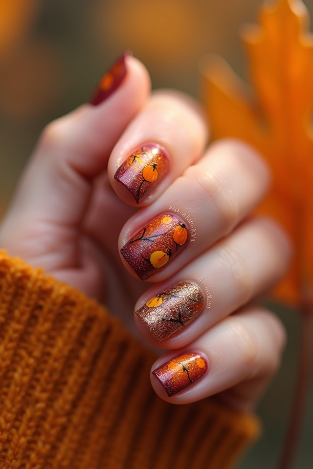 pumpkin spice nail designs