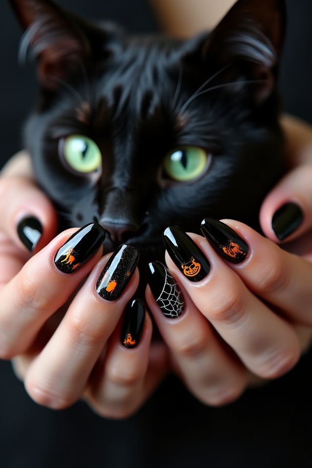 purr fect black cat nail art