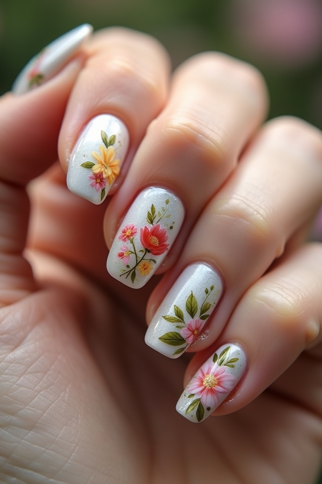 seasonal floral nail art