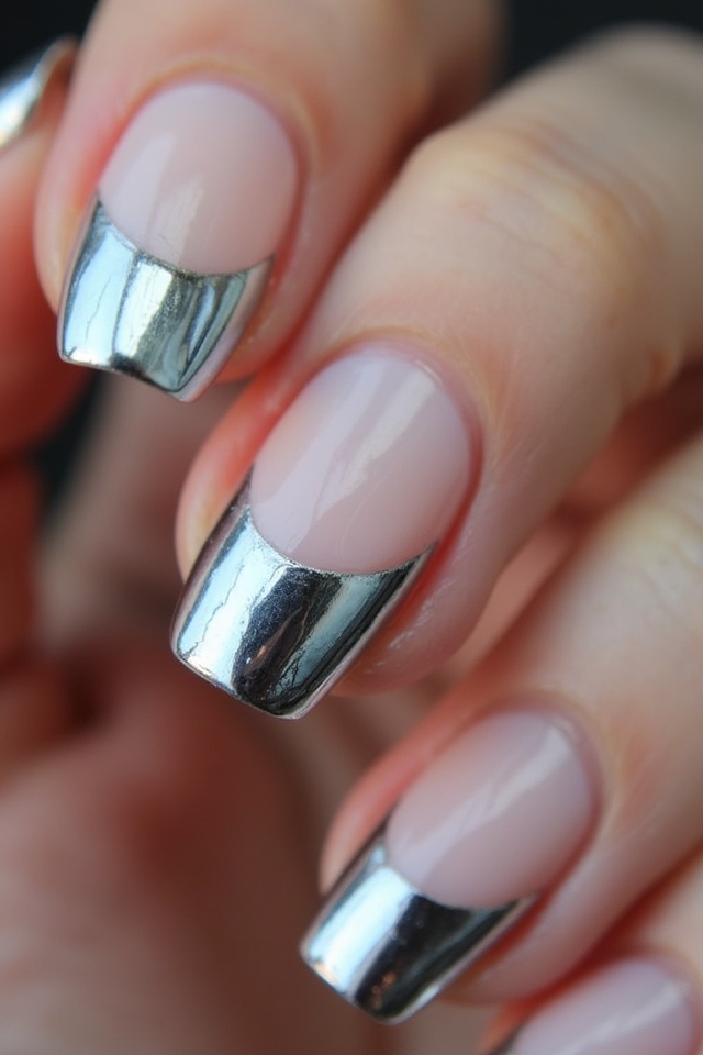 sleek clear chrome nails