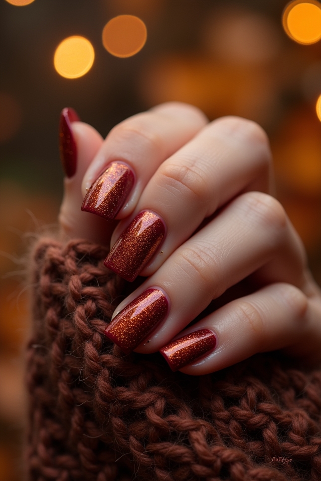 sparkling autumn nail designs