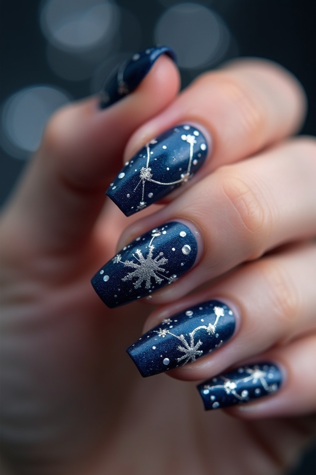 sparkling celestial winter manicure