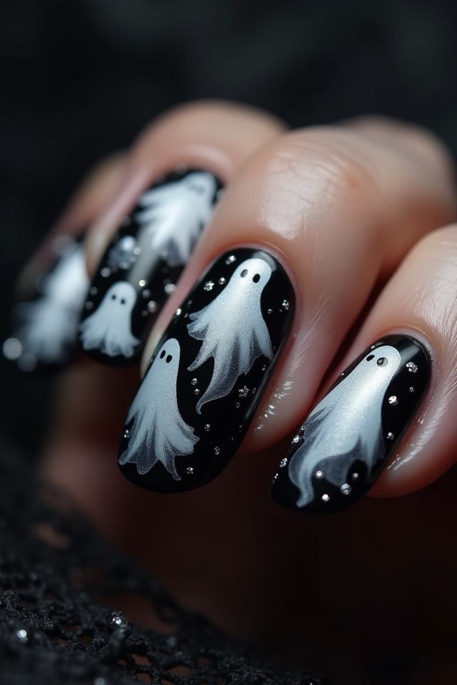 spooky ghost nail art