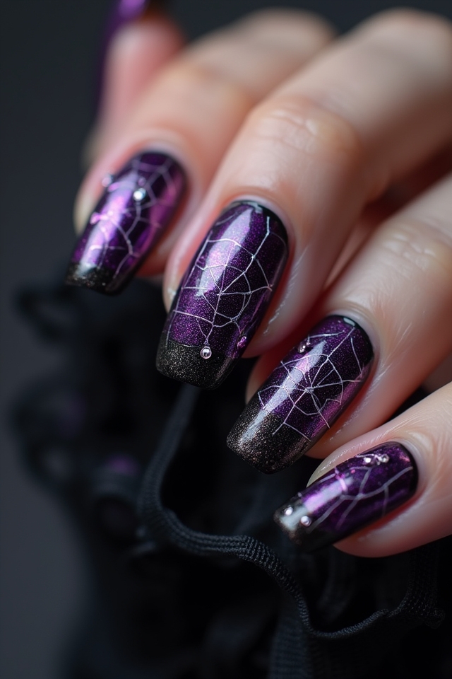 spooky spider web nails