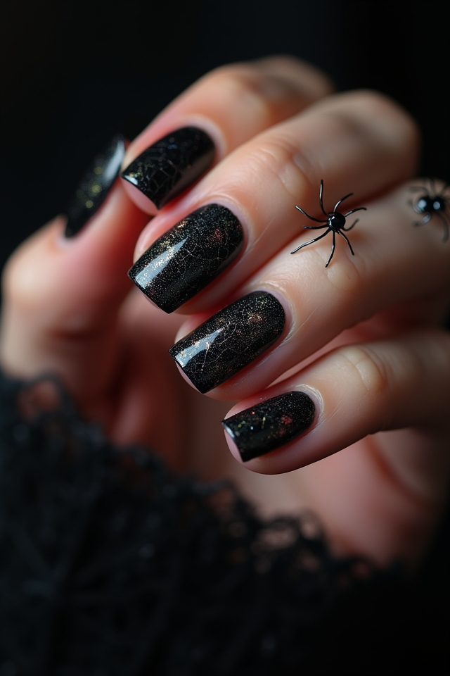 spooky webbed spider nails